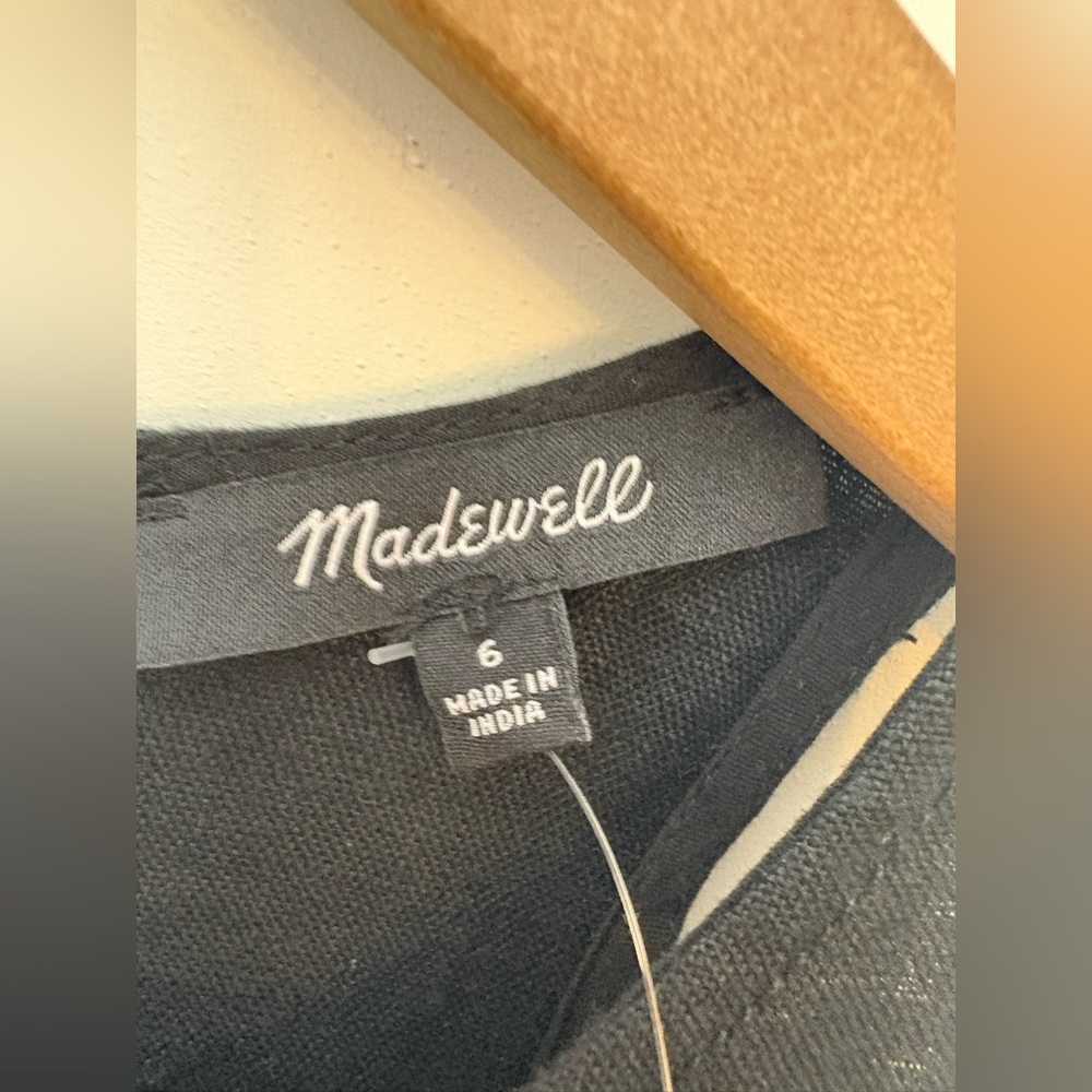 NWT MADEWELL Seamed Wide-Leg Jumpsuit 100% Linen Black Sz 6 - Picture 10 of 12